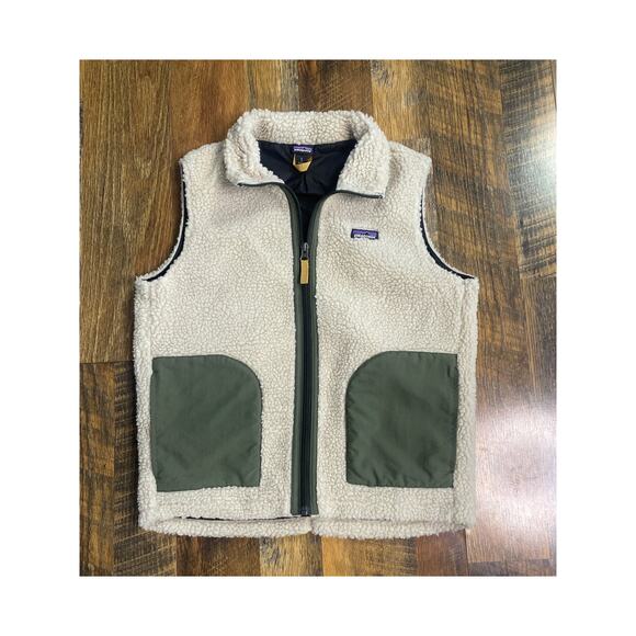 Patagonia Kid's Retro X Fleece Vest Sherpa Sz L Sz 12 Natural Beige